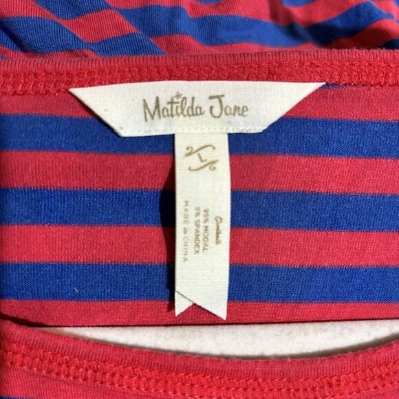 Matilda Jane Tunic Top Womens Large Multicolor Nautical Stripe Stretch Blouse - Picture 7 of 8